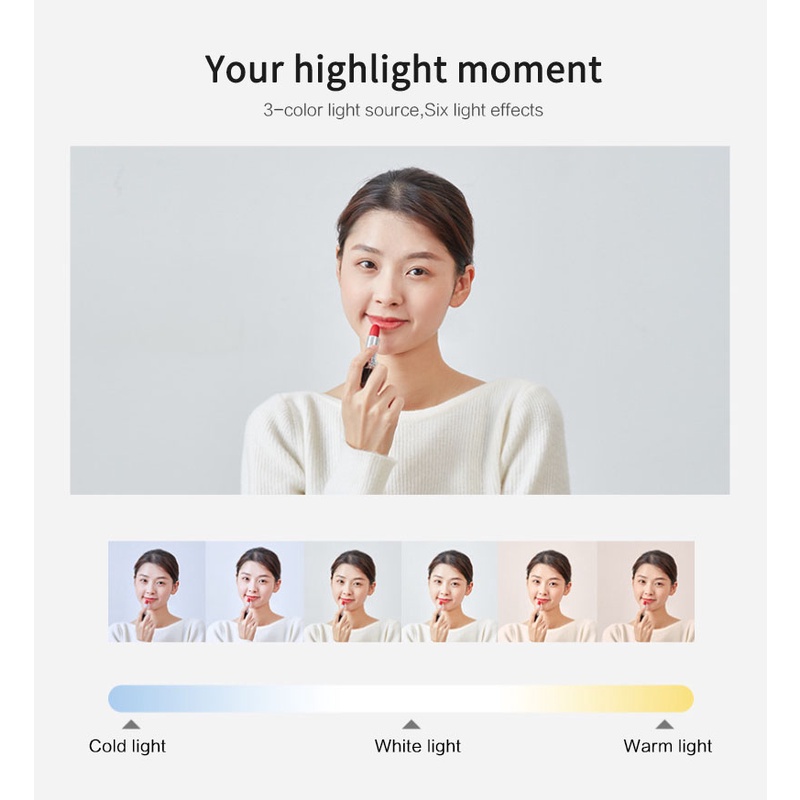 V6 All-in-One Storage Fill Light Bracket-Dudukan ponsel teleskopik multifungsi untuk penyimpanan mudah, peredupan 7 tingkat, penyesuaian ketinggian 8 tingkat, dengan lampu Selfie, digunakan untuk merekam video dan Selfie langsung