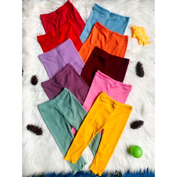 Celana Legging Anak Curly Ruffle Knit Tee | Bawahan Celana Anak Bahan Rib Knit Halus dan Lembut | Bawahan Anak Cewek