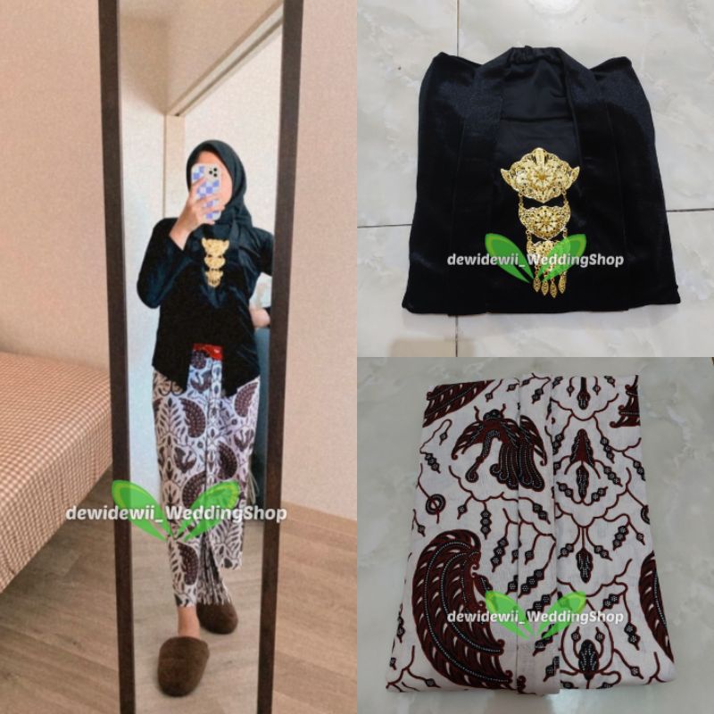 [Setelan] Kebaya + Jarik Instan || Kebaya Warna Hitam - Jarik Motif Sido Asih Cilik