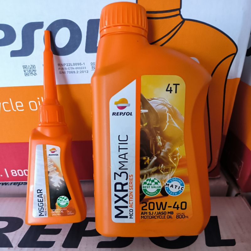 PAKET OLI REPSOL MXR3 MATIC 08L SAE 20W-40 API SJ JASO MB + OLI GARDAN 120ML ORIGINAL REPSOL