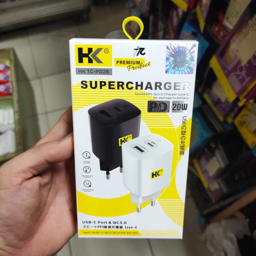 BATOK CHARGER HK TC-PD28 USB &amp; TYPE-C ORIGINAL 20W MANTUL MURAH MERIAH