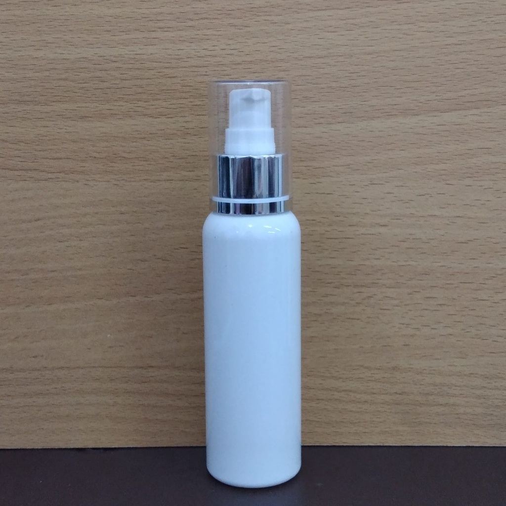 Botol Plastik PET 100ml BR Putih Tutup Pump Treatment Full Cap Neck