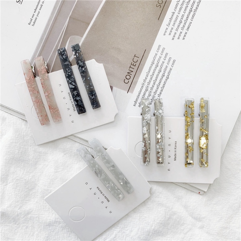 We Flower 2PCs/set Korea Berkilau Payet Akrilik Rambut Klip Jepit Untuk Wanita Perempuan Trendi Resin Jepit Rambut Bobby Pin Hair Clamp Fashion Aksesoris Rambut