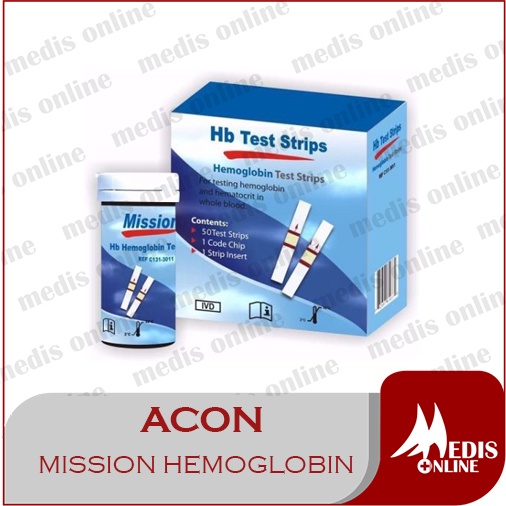Strip Mission Hb Mission Quik-Check Hemoglobin Mission Strip isi Ulang Hb Mission Hb refil hb Acon H