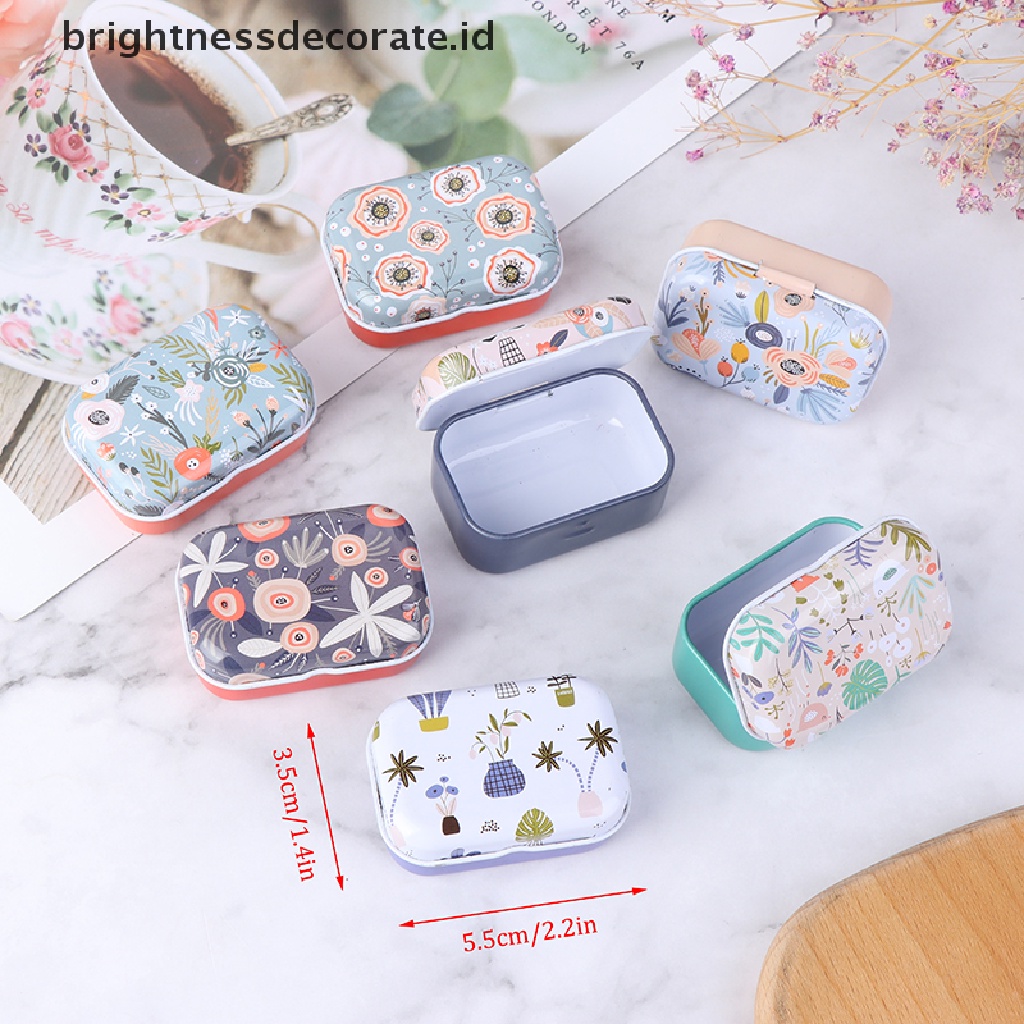 [Birth] Mini Flower Tin Trinket Coin Box Tempat Penyimpanan Perhiasan Tinplate Small Floral [ID]