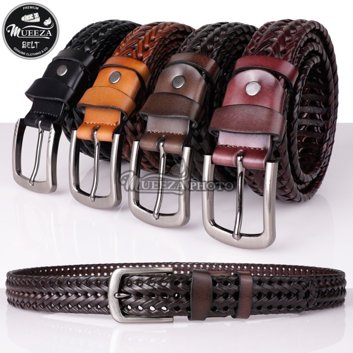 Ikat Pinggang Ikat Pinggang Rajut Anyam Kulit Pria Dan Wanita Hitam