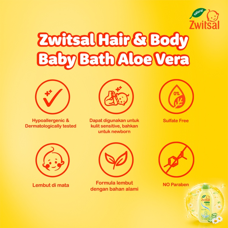 Zwitsal Natural Aloe Vera Baby Bath 2 In 1 Hair & Body 300 ml Image 7