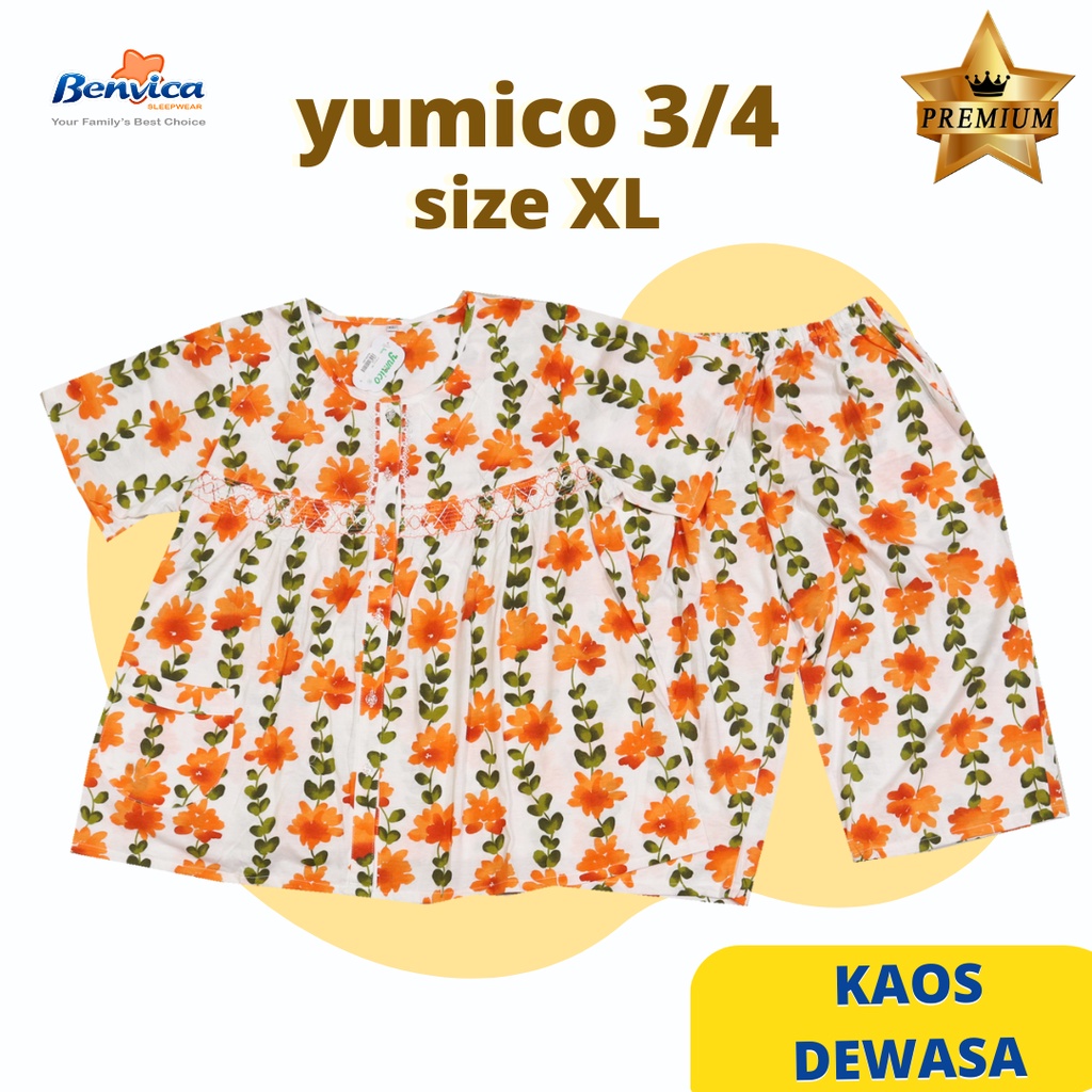 BAJU TIDUR CELANA PENDEK 3/4 XL KAOS PREMIUM YUMICO BANYAK MOTIF - C