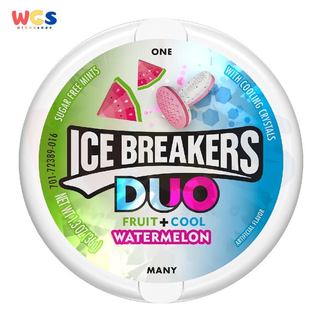 Ice Breakers Duo Fruit Cool Watermelon Sugar Free Mint Candy 1.3oz 36g