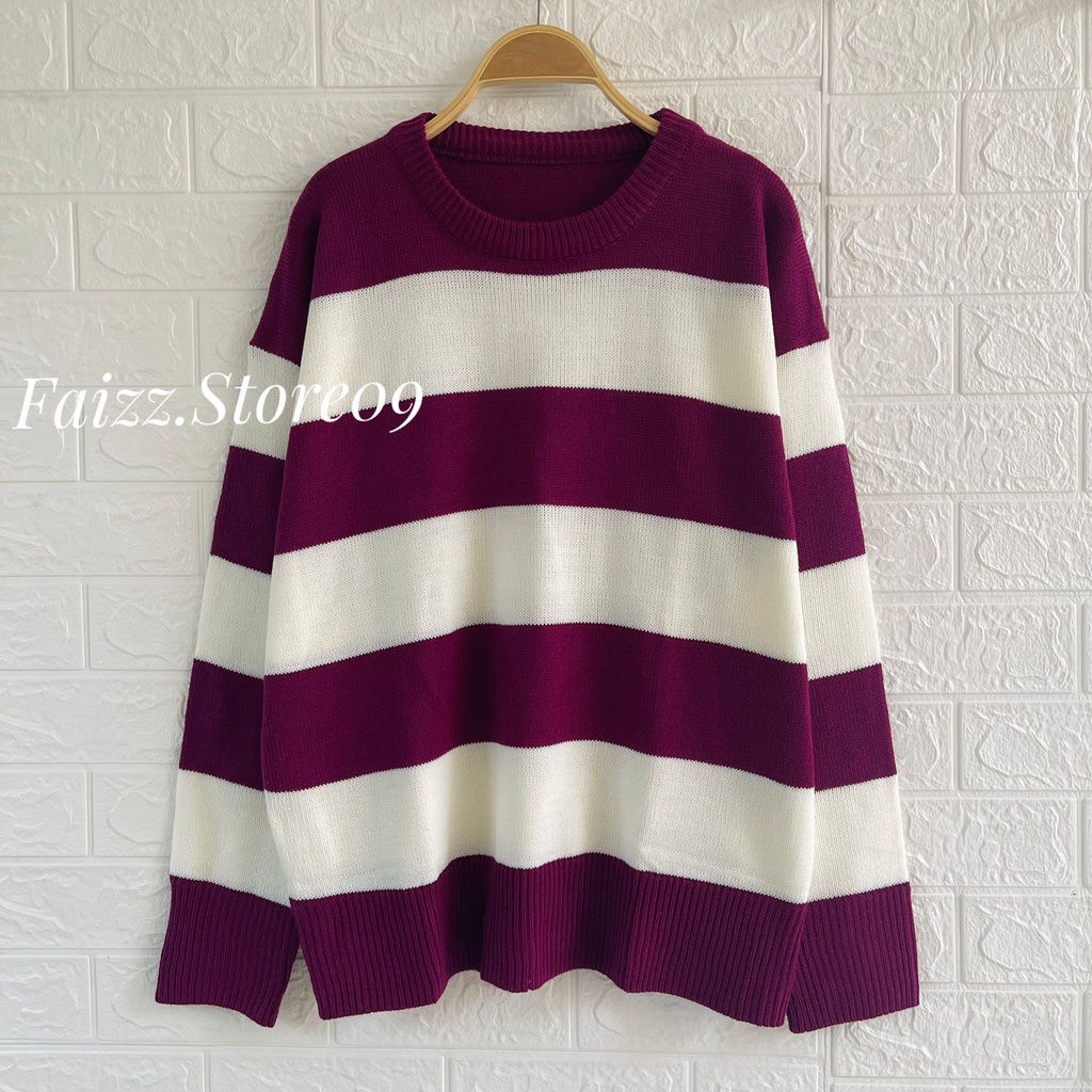 SWEATER RAJUT OVERSIZE HANABI MOTIF BLASTER ATASAN LENGAN PANJANG KNITTED OVERSIZE WANITA