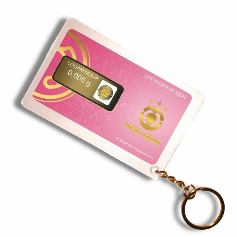 Gantungan Kunci Logam Mulia 0.005 Gram Warna Pink