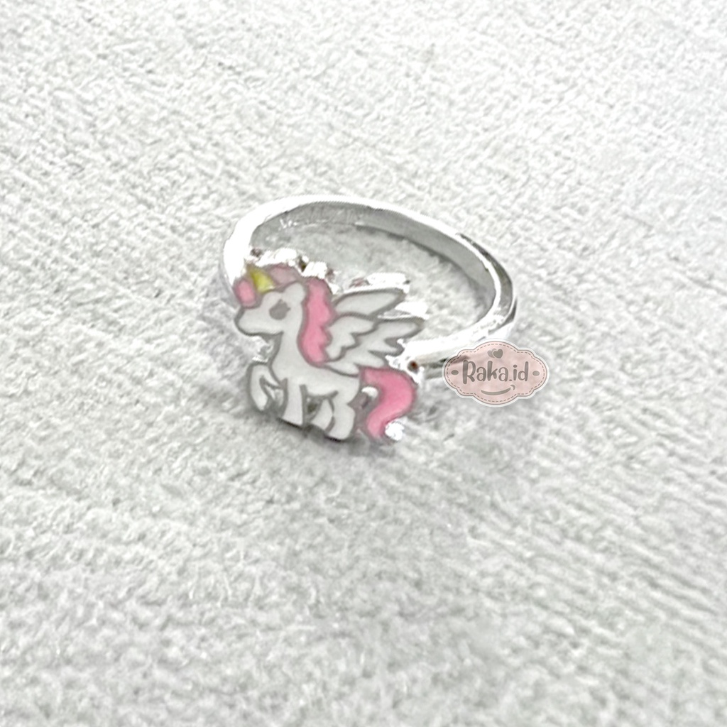 Cincin Anak Unicorn Sayap Putih Perhiasan Cantik Anak Lapis Emas 18k 800