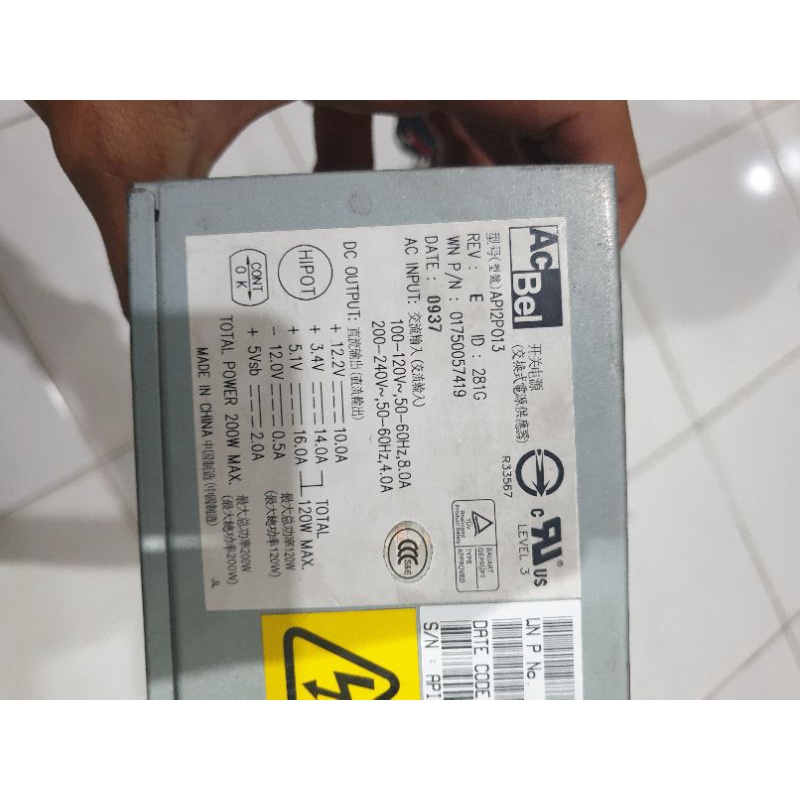 psu acbel 200w builtup 20pin power normal