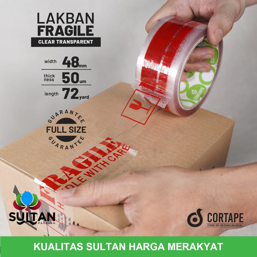 

Lakban Fragile Clear Transparant Bening 48mm x 72yard Satuan Plakban Isolasi Solatip