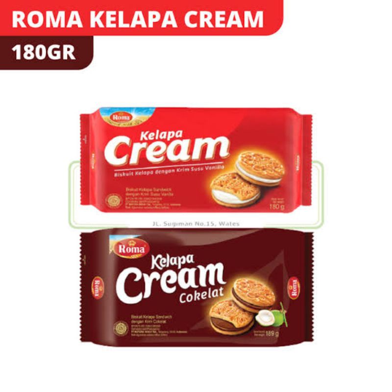 

ROMA BISKUIT KELAPA CREAM 180GR BISKUIT ROMA BERLAPIS SELAI KRIM VANILA BISKUIT BERLAPIS COKLAT