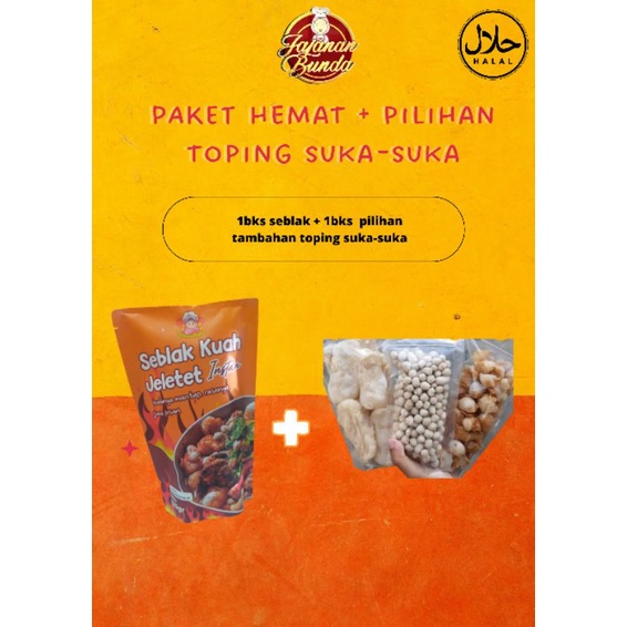 

paket hemat (1bks seblak instan+1bks toping pilih suka-suka)