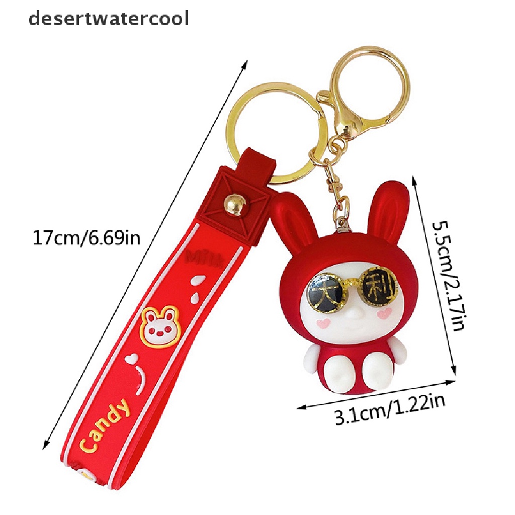 Deid Cute Bunny Keychain Kartun Hewan Kelinci Kreatif Tahun Baru Gantungan Kunci Tas Boneka Liontin Kunci Mobil Liontin Dekorasi Gantungan Kunci Hadiah Natal Martijn