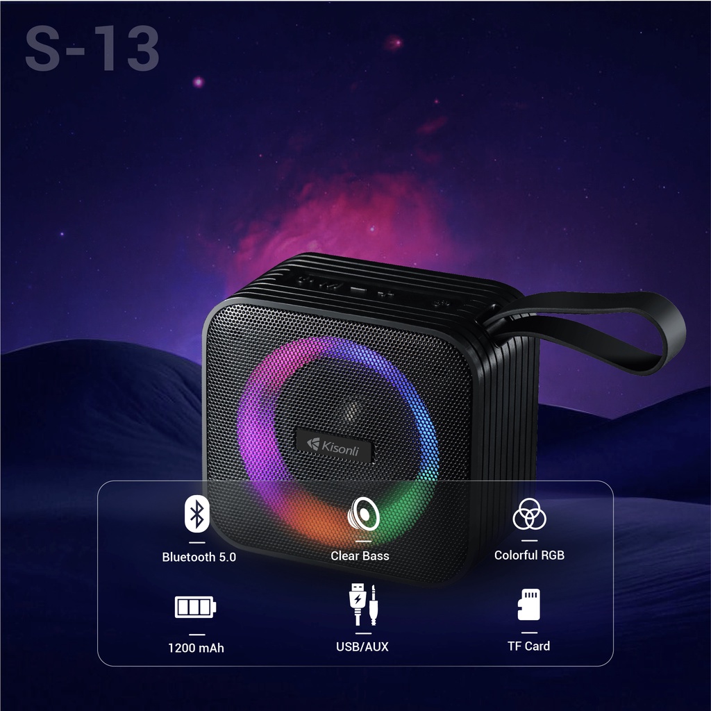 Speaker S13 Bluetooth 5.0 Kisonli 8W RGB Light Rhyme Garansi Resmi 1 thn - ACS