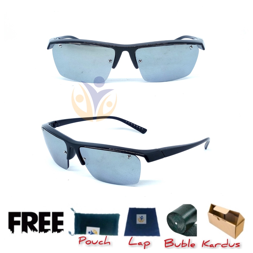 Kacamata hitam fashion rimless trendy anti UV400