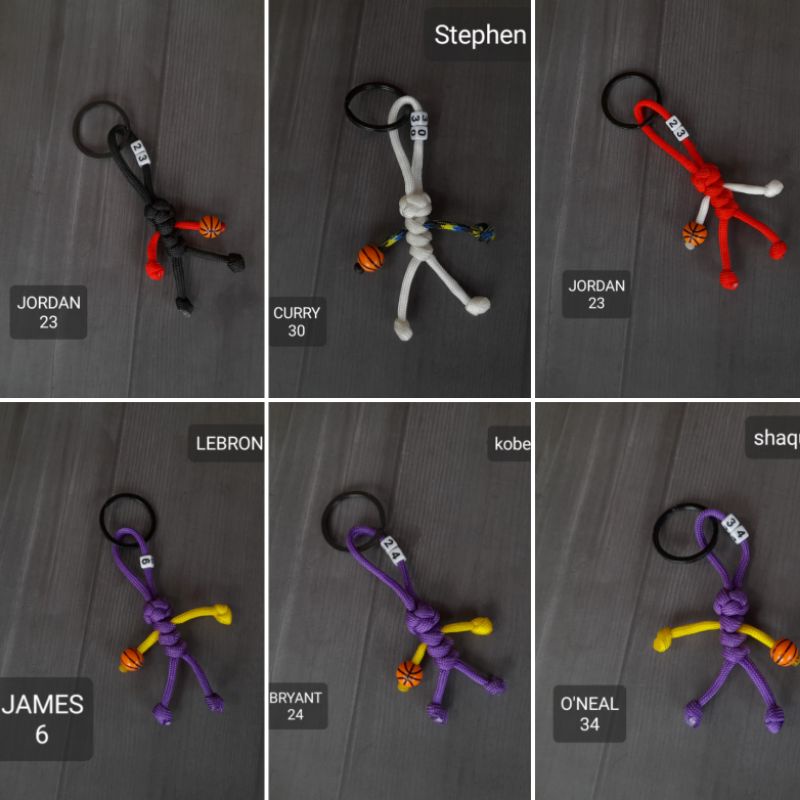 Gantungan kunci nba basket paracord prusik Stickman bola basket