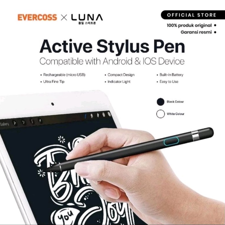 Evercoss Luna Active Stylus Pen Compatible dengan Android dan Ipad Serta Advan Tablet VX