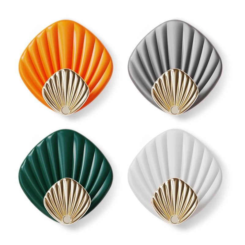 4pcs Kait Gantungan Dinding Bentuk Kerang Kreatif/Kait Perekat Kuat Bebas Pukulan