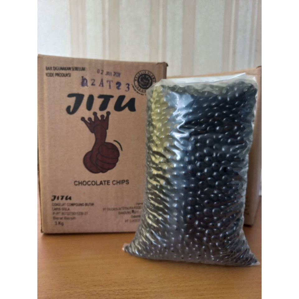 TERMURAH! JITU Choco Chips Repack 1KG 1/2 bulat gepeng / Coklat Chips JITU setengah bulat gepeng