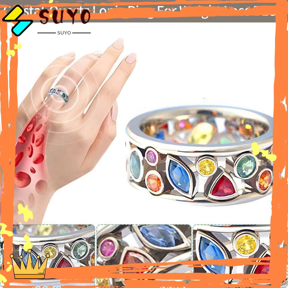 Suyo 2PCS Cincin Crystal-Quartz Ionix Desain Baru String Gallstone Cincin Pelangsing