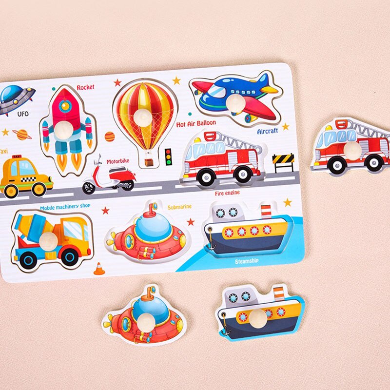 T&amp;Y Wooden Puzzle Gagang Knop Kayu Karakter Lucu Mainan Anak Puzzle Knob Kayu Jigsaw Mainan Edukatif Edukasi Bergambar