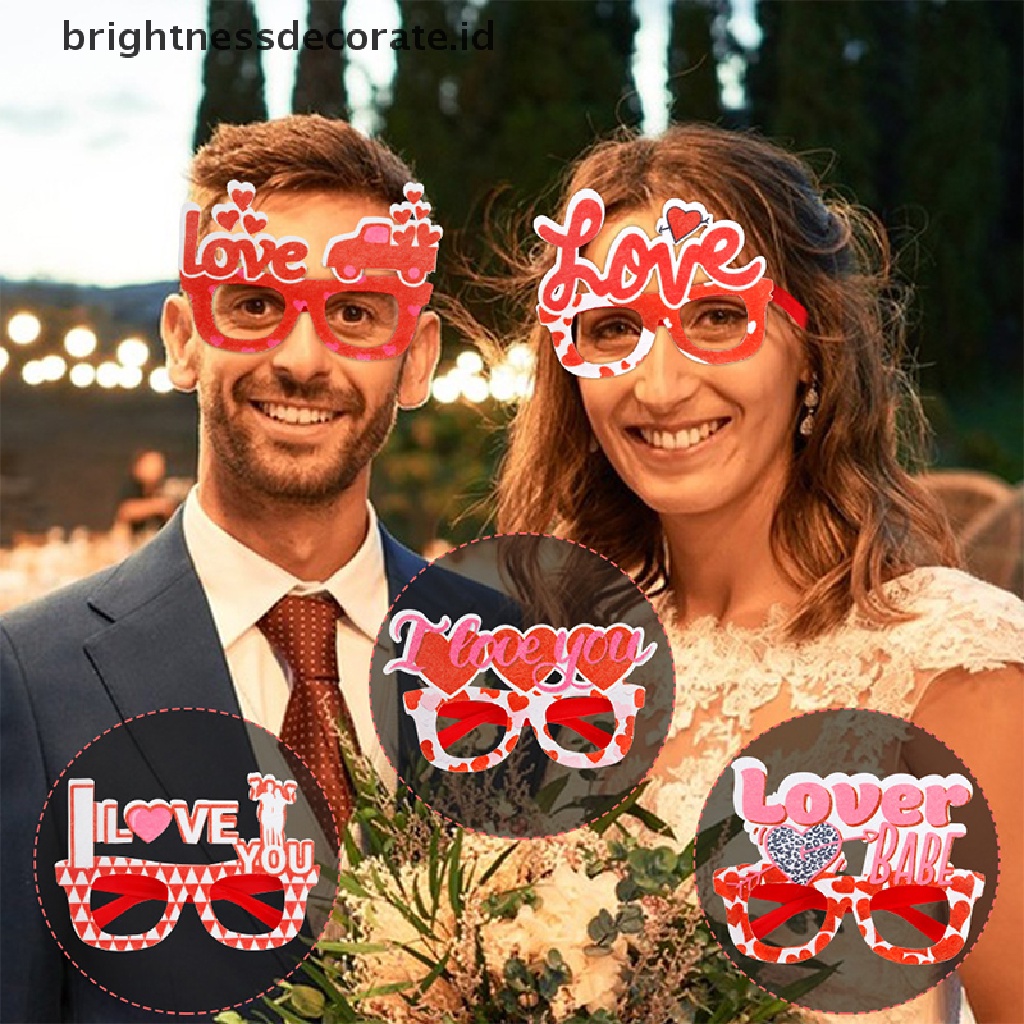 [Birth] Valene's Day Glasses Party Decoration Artikel Love Eyeglasses Frame Decoration Festival Party Properti Fotografi [ID]