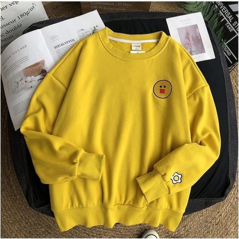 SWEATER CREWNECK BT21 ICON WANITA MOCCA