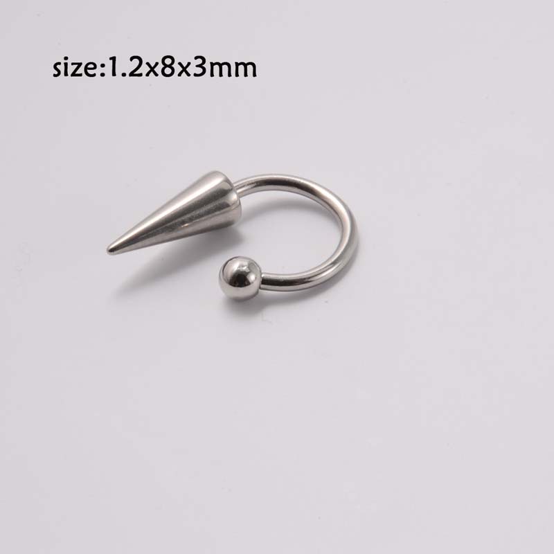 1biji Stainless Steel Meruncing Cincin Bibir Kepribadian Punk Keren Tapal Kuda Bibir Kuku Hidung Cincin Setan Ding Piercing 16Gauge Cincin Tulang Telinga