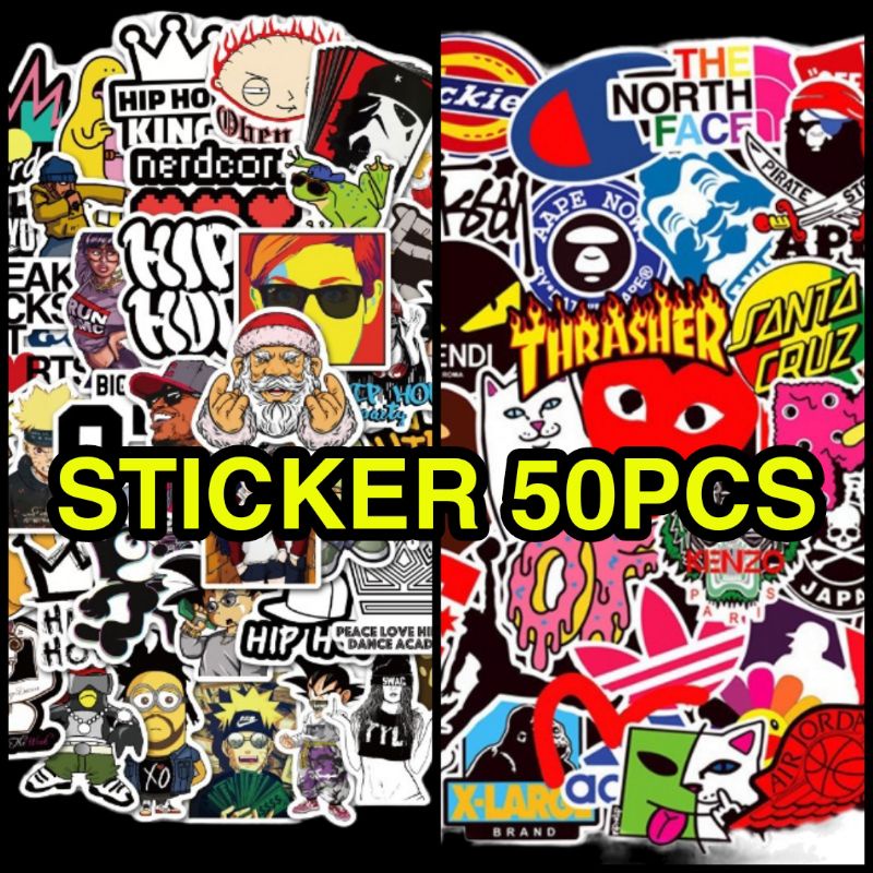 50 pcs STICKER VINYL LAPTOP HELM HP KEKINIAN AESTETIC BAND HYPEBEAST ANTI AIR