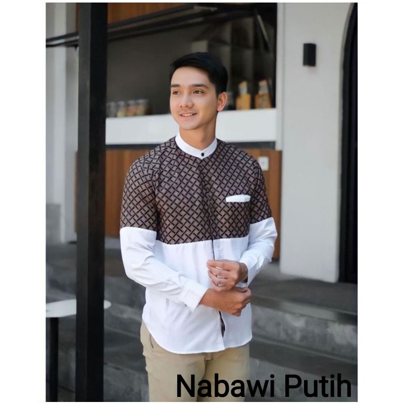 Baju Koko Kurta Lengan Panjang Nabawi Motif Batik Terbaru