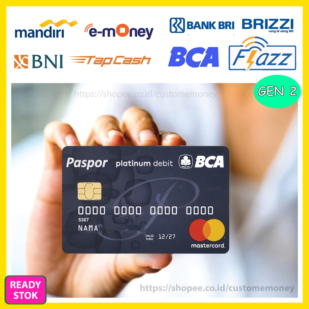 KARTU EMONEY DESIGN PLATINUM CARD KARTU ETOLL E-MONEY MANDIRI FLAZZ GEN 2 TAPCASH BRIZZI - 1 SISI