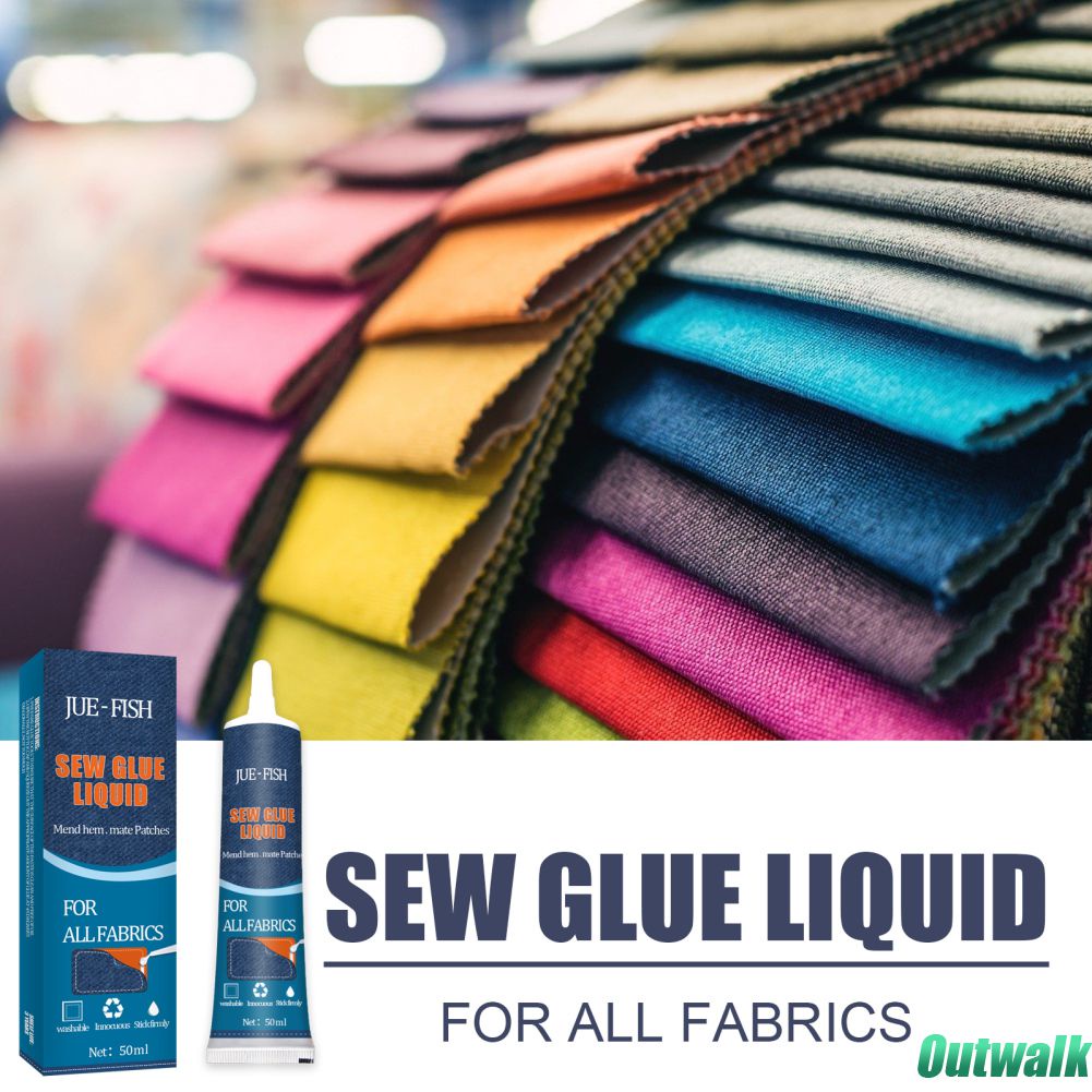 ღ 50Ml Kain Lem Kain Menjahit Perekat Tidak Beracun Kulit Menjahit Lem Kit Aman Cepat Pengeringan Lem Sofa mobil Bantal Pakaian Alat Perbaikan