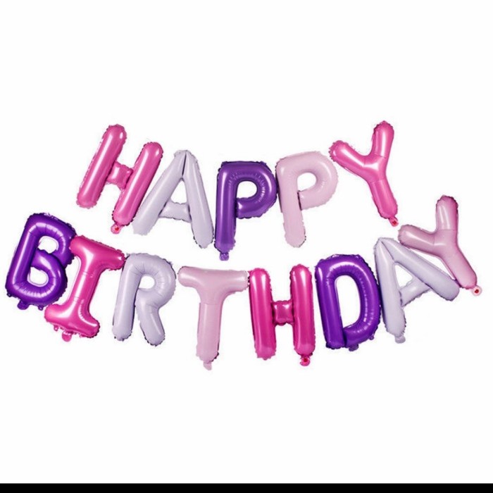 BALON HURUF SET BALON FOIL SET PAKET BALON HAPPY BIRTHDAY PINK UNGU