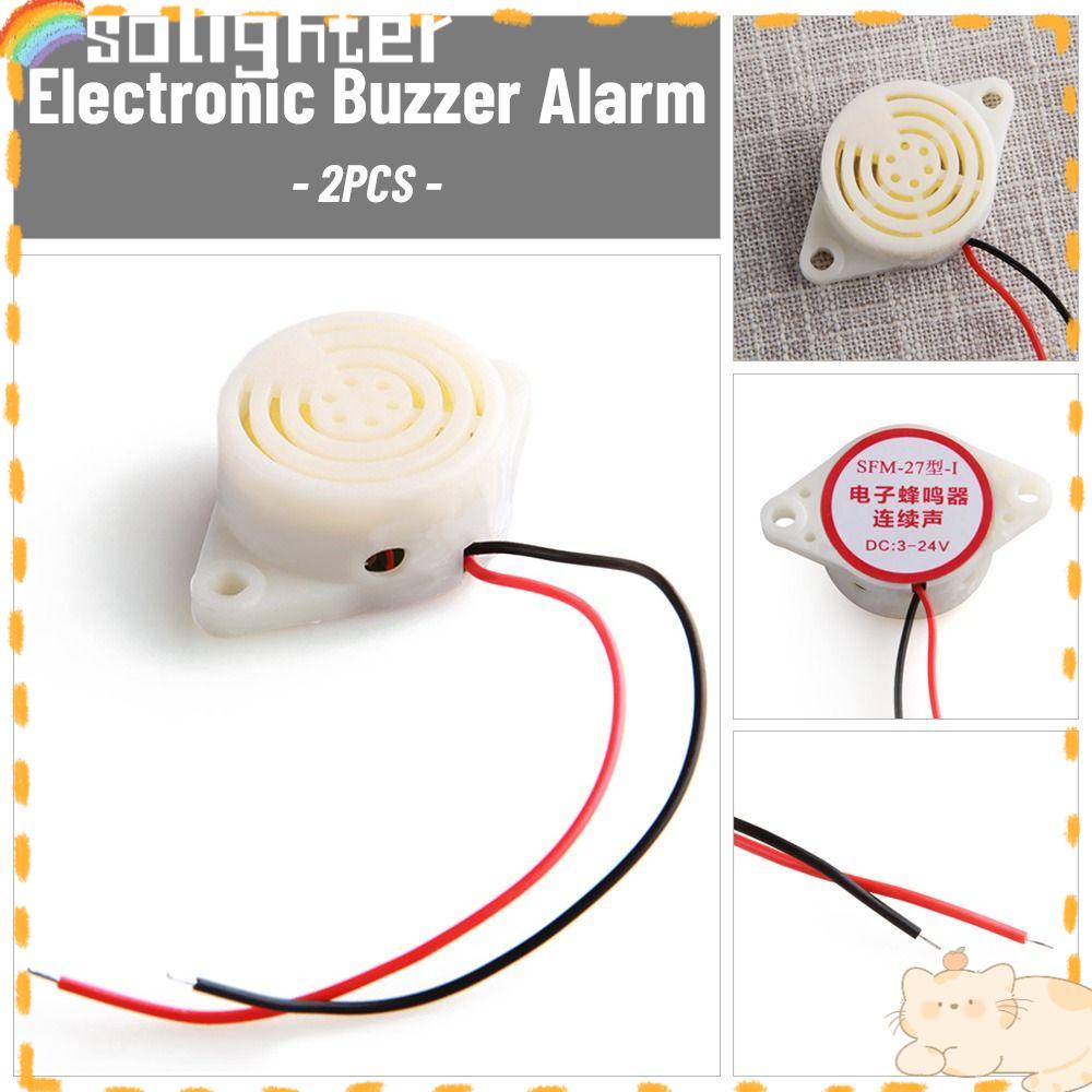 Solighter 2pcs Alarm Buzzer Elektronik Mini 3015suara Alarm DC 24V Nada Konstan