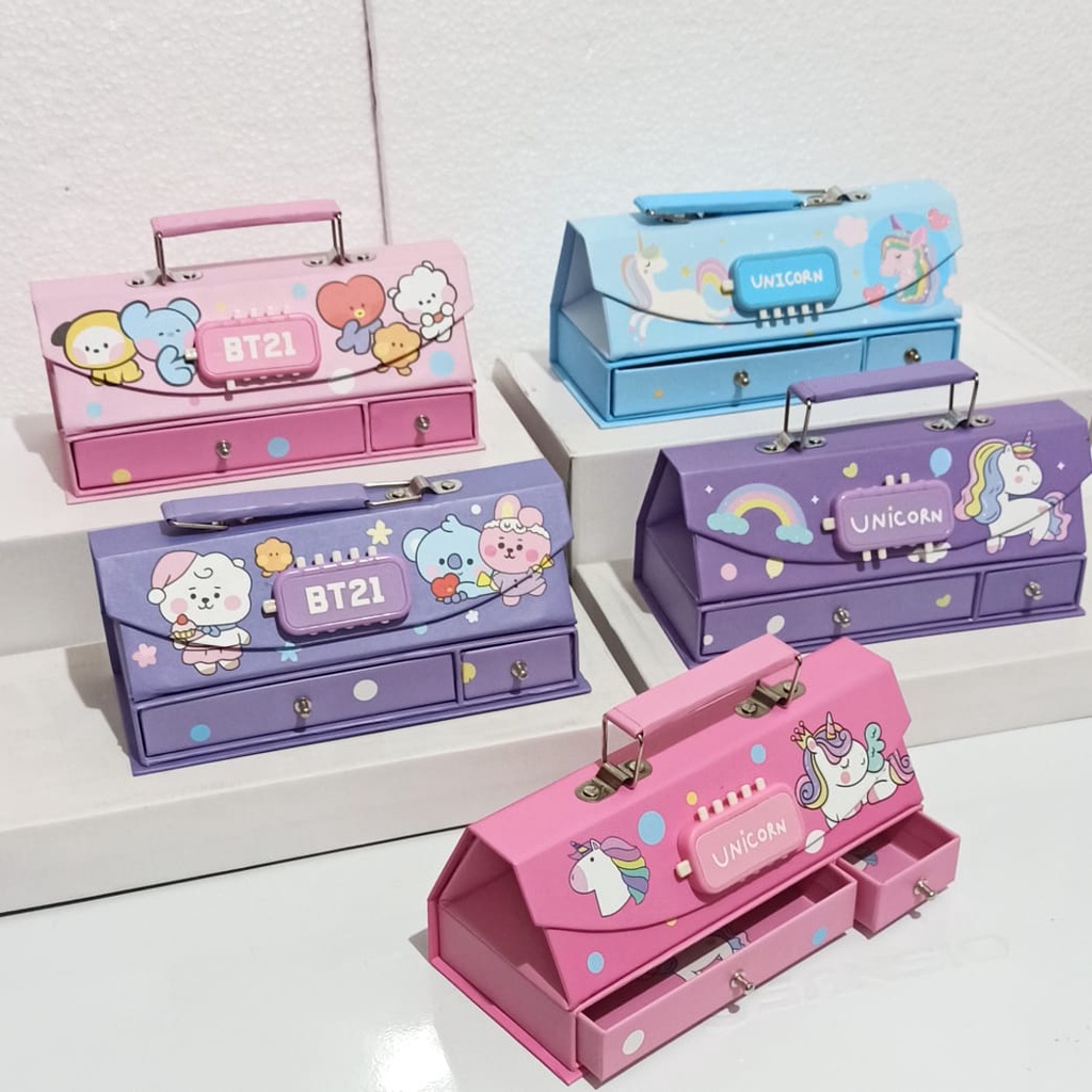 

READY BOS Kotak Pensil Karton+Kode Kunci/Tempat Pensil/Pencil Case Code/Pin VIS4567