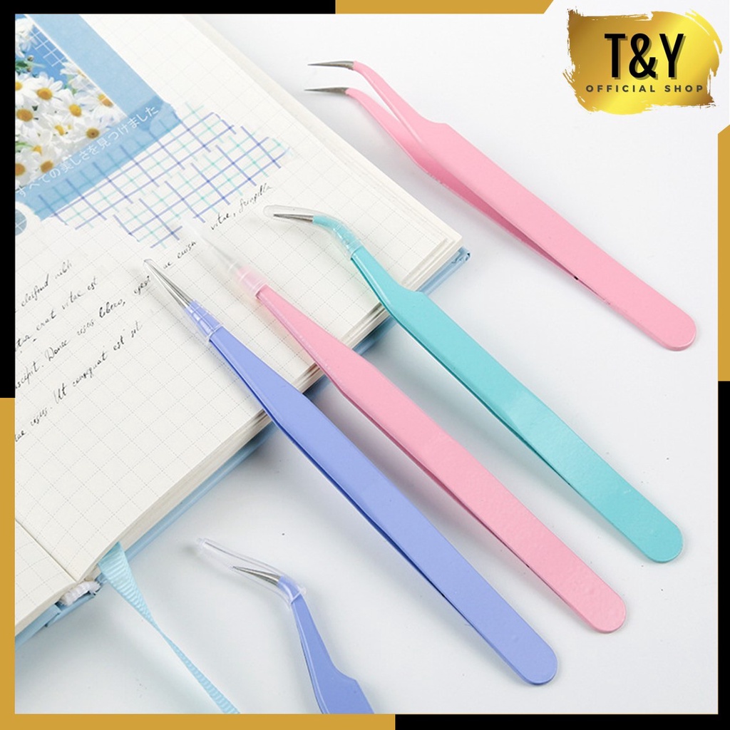 T&amp;Y Pinset Bulu Mata Eyelash Pinset Tweezer Lengkung Lurus Bengkok Penjepit Sticker Bulumata Eyelash Extension Serbaguna