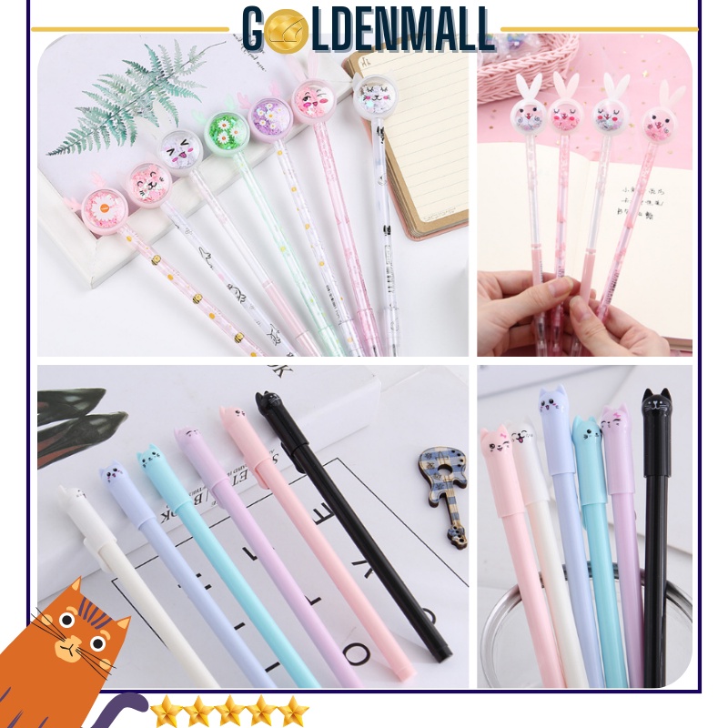 Pena Karakter Payet Gliter Bunny Lucu Black Ink Gel Pulpen Murah Gel Bolpen Gel Pastel Alat Tulis Sekolah GM421 415