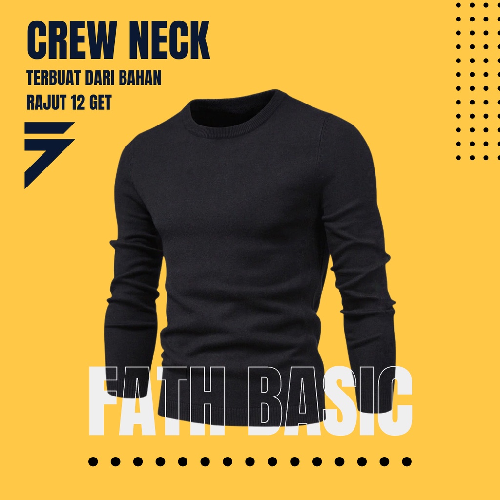 Sweater Rajut Pria Korea Bahan Tebal Oblong Creawneck Polos