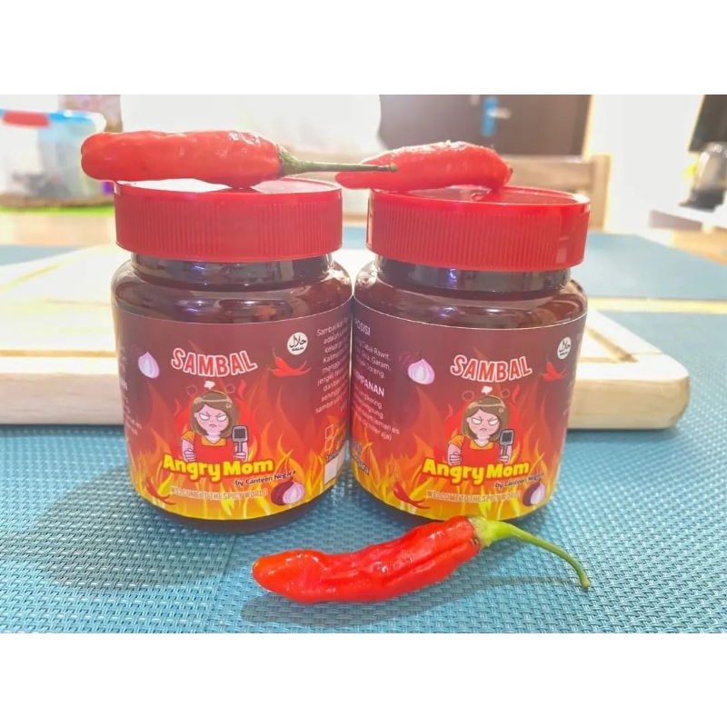 

Sambal Hot Pedas Ikan Teri Angry Mom khas Kalimantan enak merah super pedas