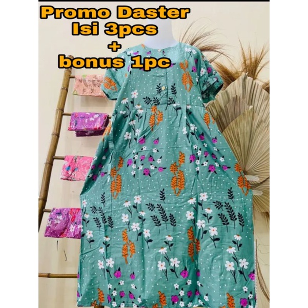 BAJU DASTER PEREMPUAN RANDOM MOTIF 3PCS+1PCS BONUS MURAH MODERN