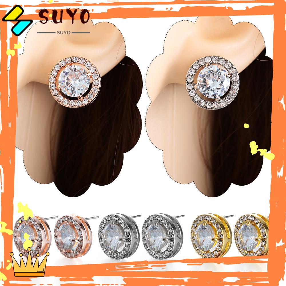 Suyo Anting Baru Pernikahan Pertunangan Hadiah Perhiasan Zirkon Mengkilap Berlian Putih