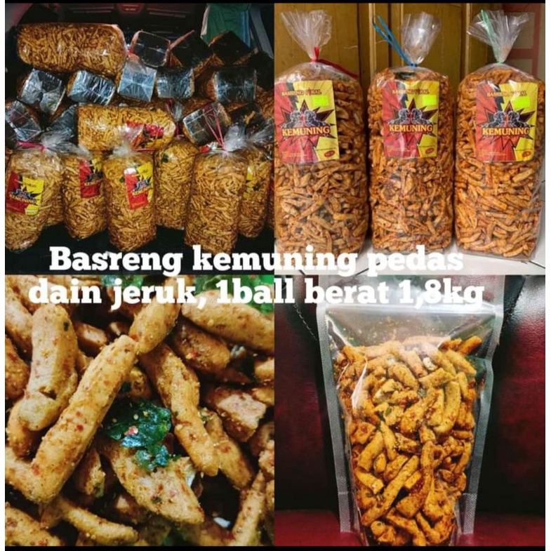 ( Berat 1 kg ) Basreng Kemuning Pedas Daun Jeruk  Ball isi 1 kg/ Basreng Viral Enak