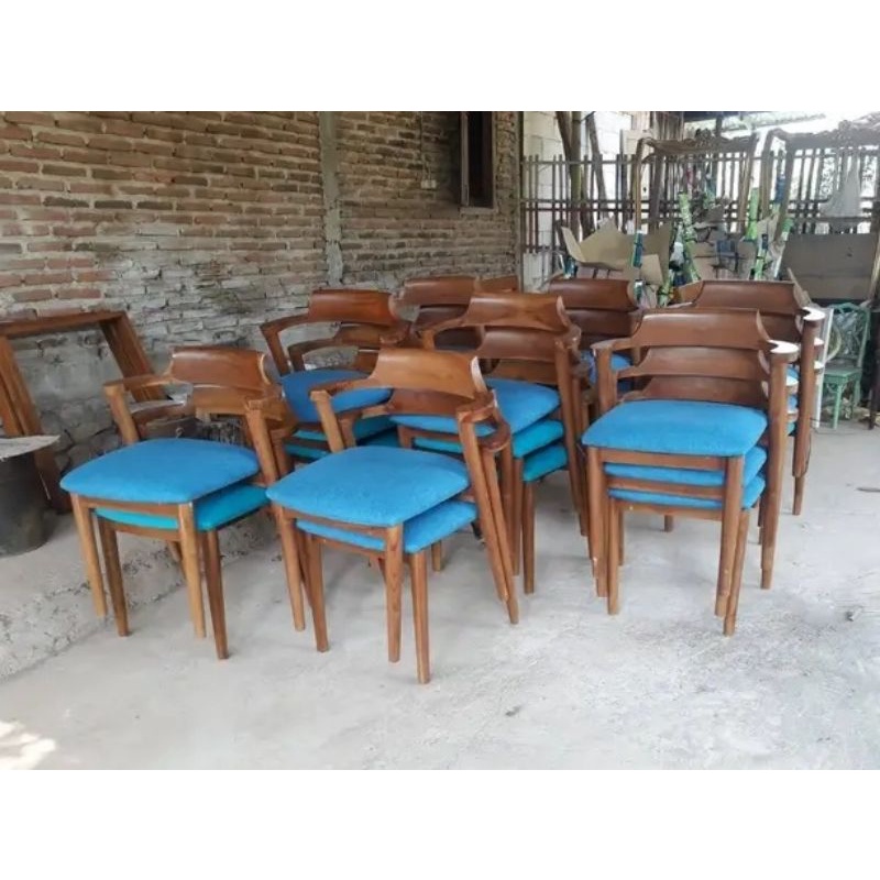 kursi makan jati dudukan kain jok empuk murah