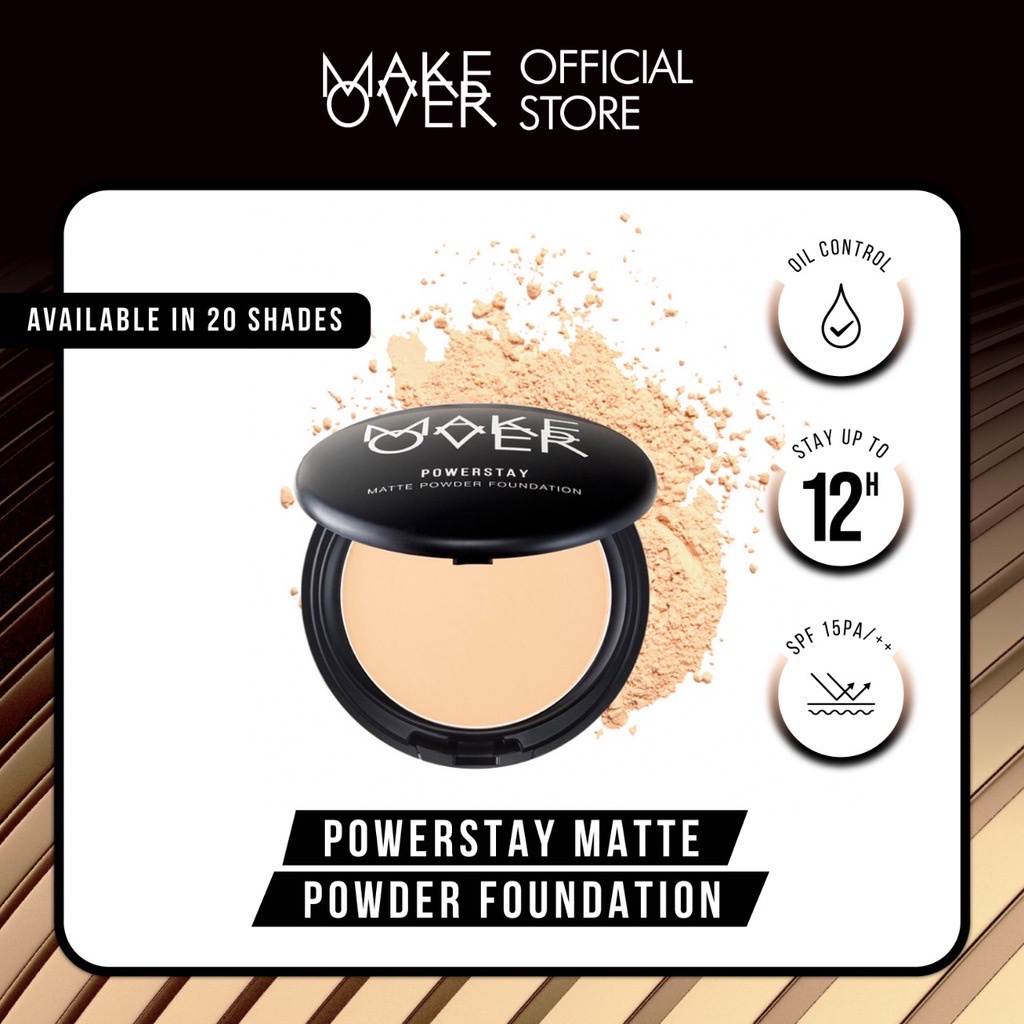 MAKE OVER Powerstay Matte Powder Foundation / Indonesia Bedak Padat 12g / Oil Control Stay Up To 12H