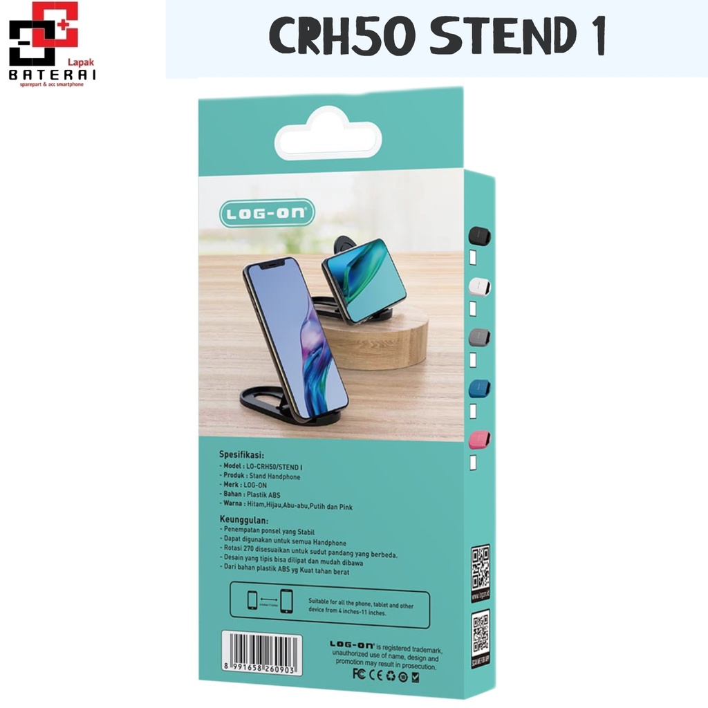 LOG - ON CRH50 STEND Holder HP | Stand HP | Dudukan Handphone Murah Berkualitas Kokoh Plastik ABS