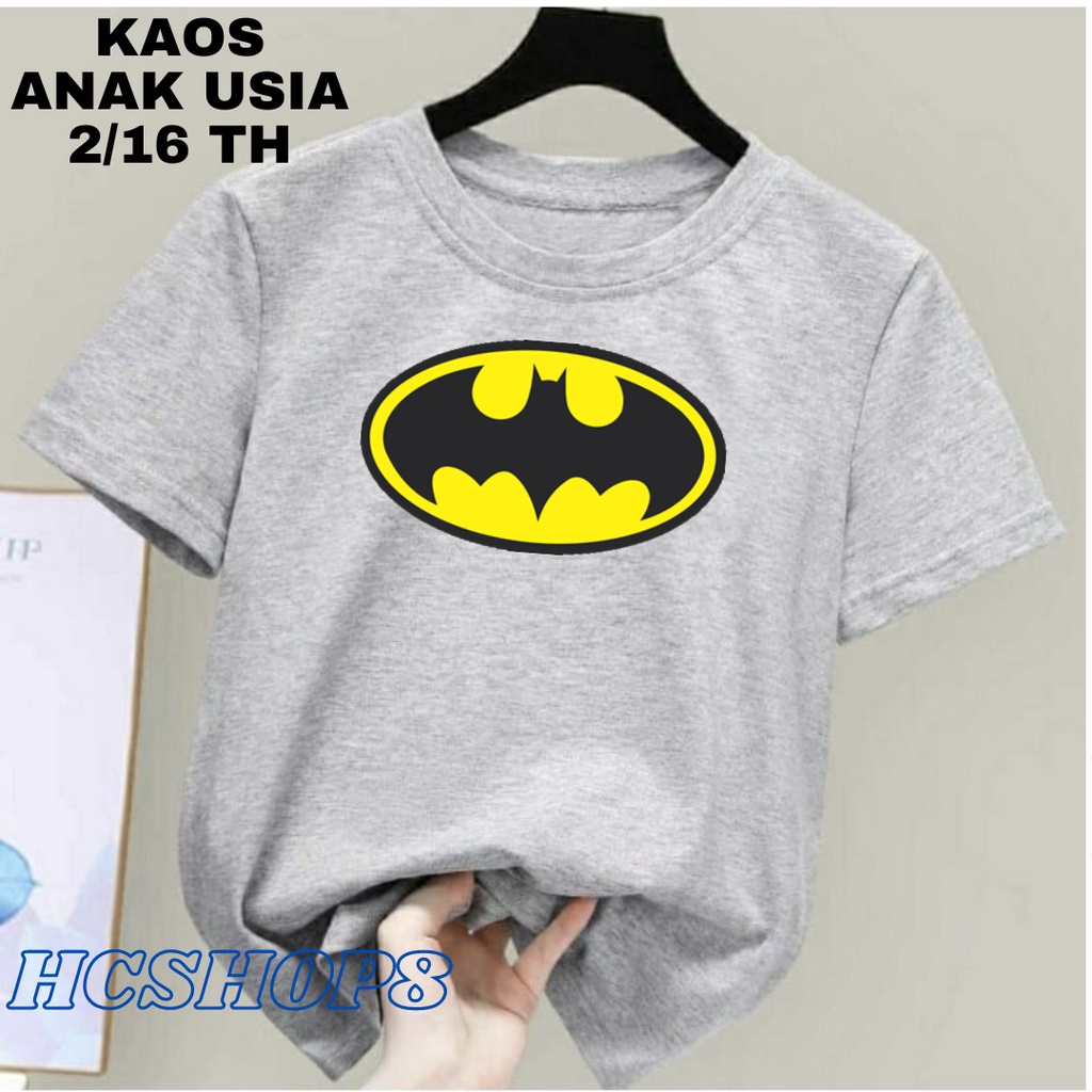Kaos Anak Gambar Batman Ideal Laki Laki Perempuan Usia 2-16th Unisex Cowok Cewek